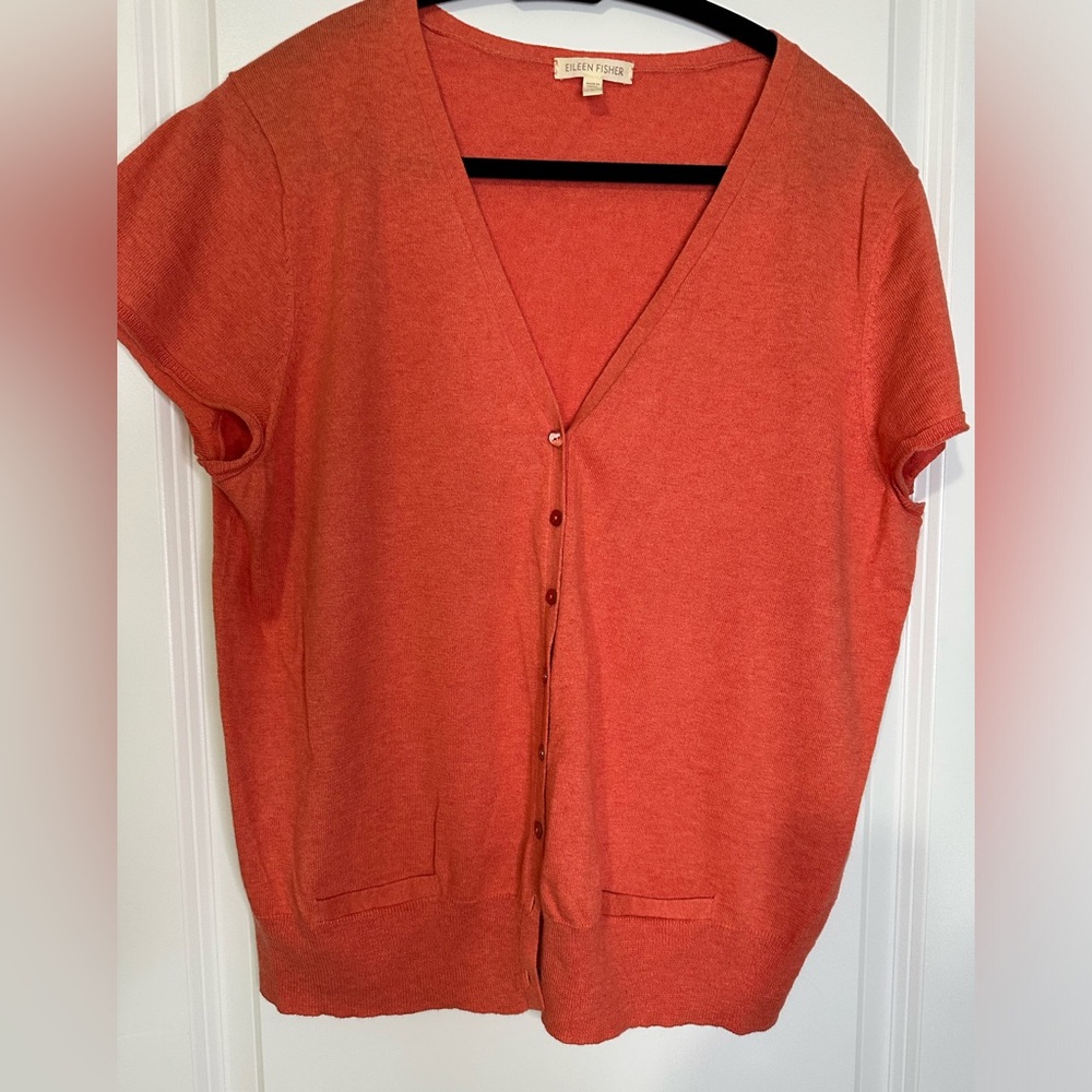 Eileen Fisher Summer Cap-sleeve Cardigan Sz L
